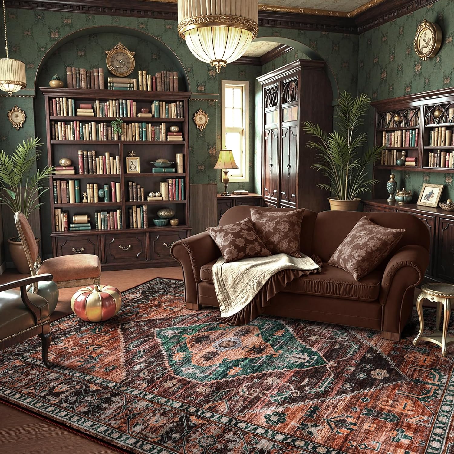 Lahome 8x10 Rugs for Living Room - Non-Slip Ultra-Thin Washable Large Area Rug, Non-Shedding Oriental Vintage Distressed Carpet for Dining Room Bedroom Office - Image 7