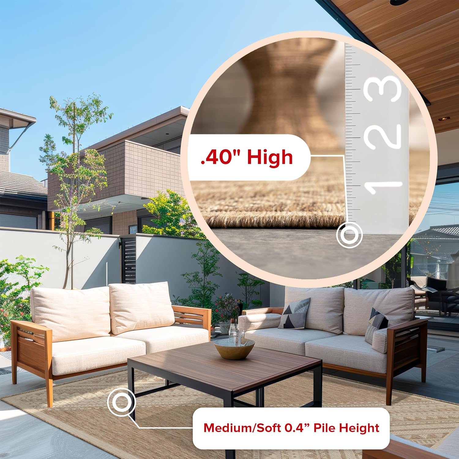 nuLOOM 4' x 6' Outdoor Performance Area Rug, Stain Resistant, Weather Resistant, High Traffic, Patio, Balcony, Outside, Landry Brown - Image 5